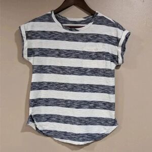 Merona Navy Striped Cotton Tee, Size XS